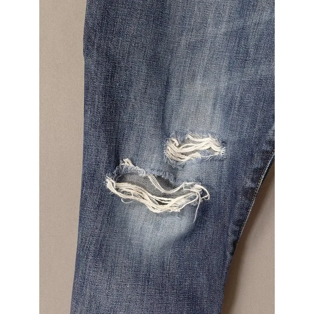 Gap 1969 Straight Blue Distressed Medium Wash Jeans Men Size W33 L30